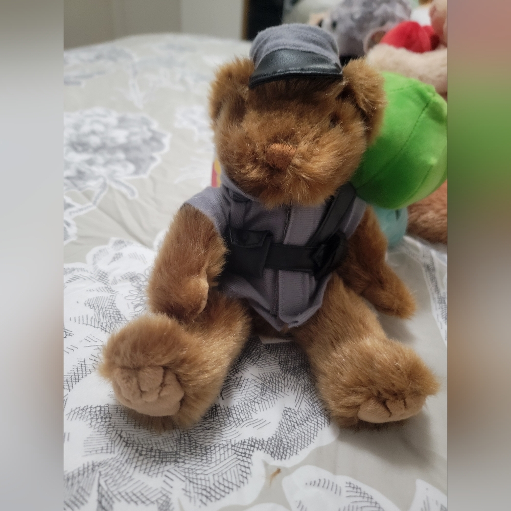 Stuffed teddy bear in civil war uniform